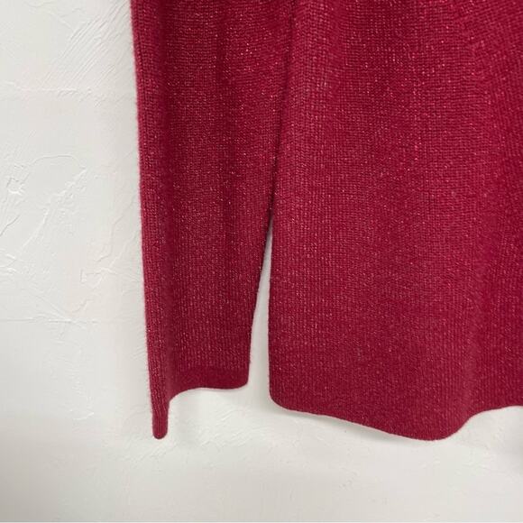 Chicos Red Metallic V Neck Pullover Sweater Womens M Holiday Casual Cozy - Picture 4 of 6